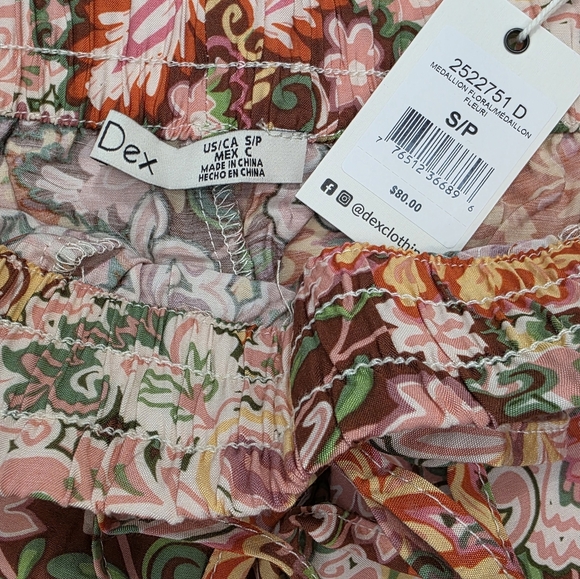 DEX Retro Floral Wide Leg Pants 70s Soft Girl Medallion Print Size Small NWT - Picture 8 of 10